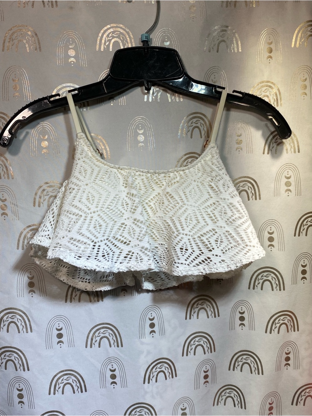 Roxy White Crochet Flounce Camisole